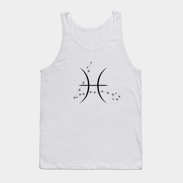 Pisces - Zodiac Sign Symbol and Constellation Tank Top by Red Fody